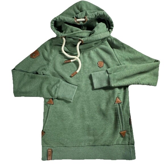 Naketano Tops - Naketano Green Pullover Funnel Neck Hoodie Sweatshirt Women's Medium